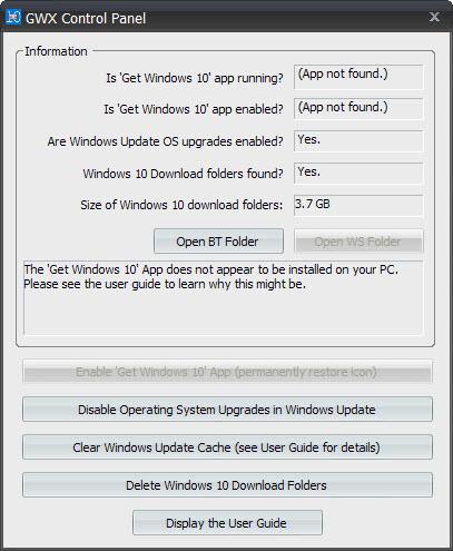 gwx control panel bloquea Windows 10