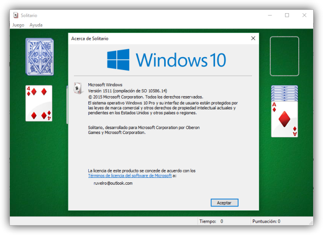 Solitario clásico en Windows 10