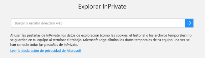 Modo privado en Microsoft Edge