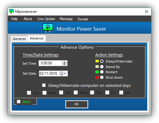 Ahorrar energía con MpowerSaver - Opciones 2