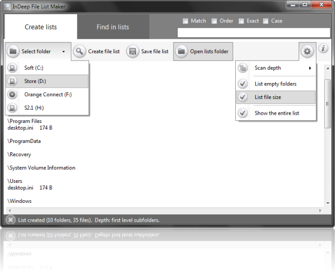 InDeep File List Maker, una herramienta para Windows