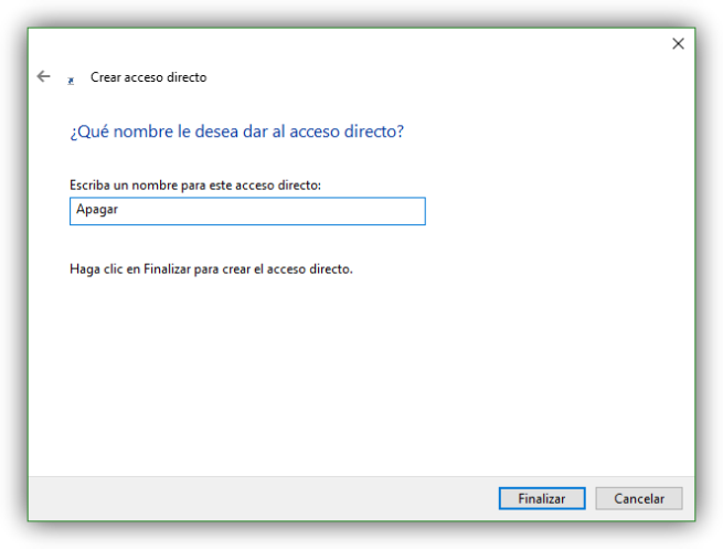 Nombre acceso directo Windows