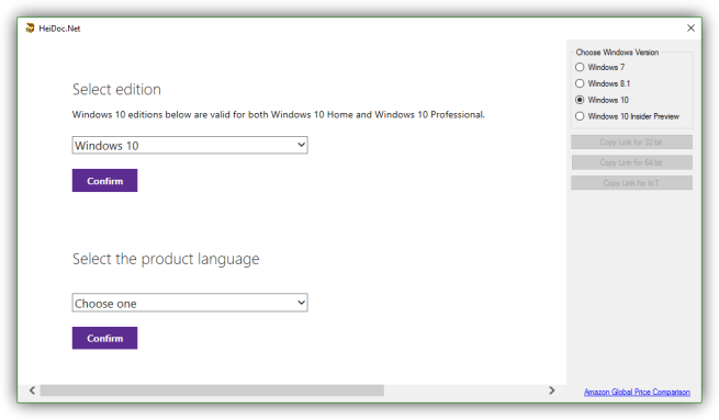 Windows ISO Downloader - versiones e idiomas