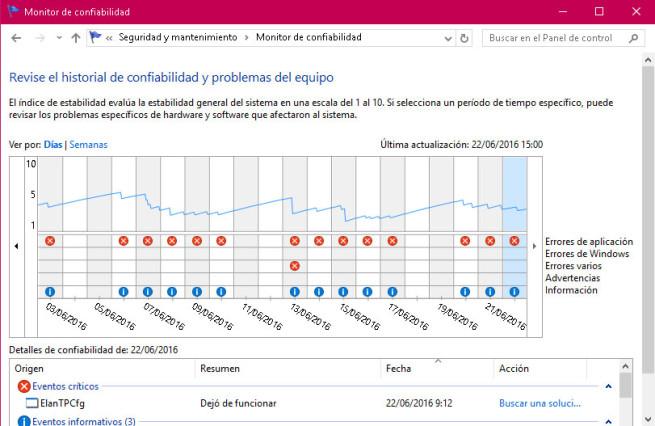 Monitor Confiabilidad Windows