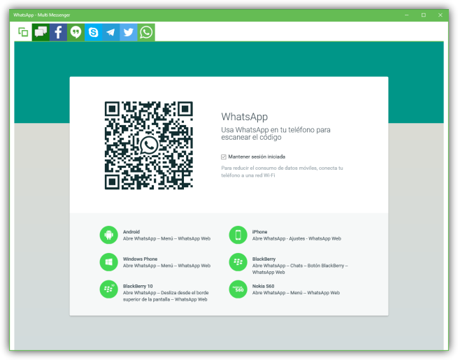 Multi Messenger - Iniciar en WhatsApp
