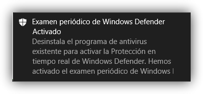 Examen periódico limitado Windows Defender activado