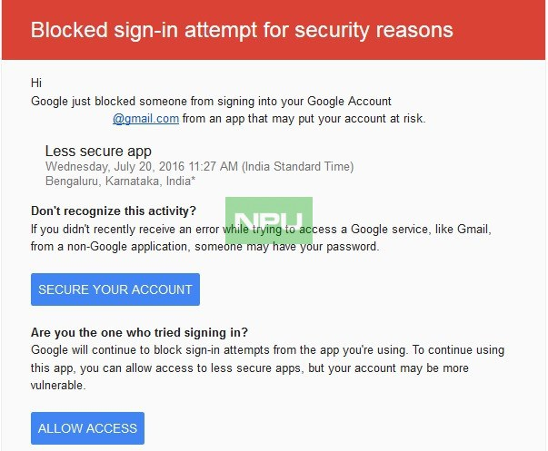 Gmail bloquea el acceso a su correo 