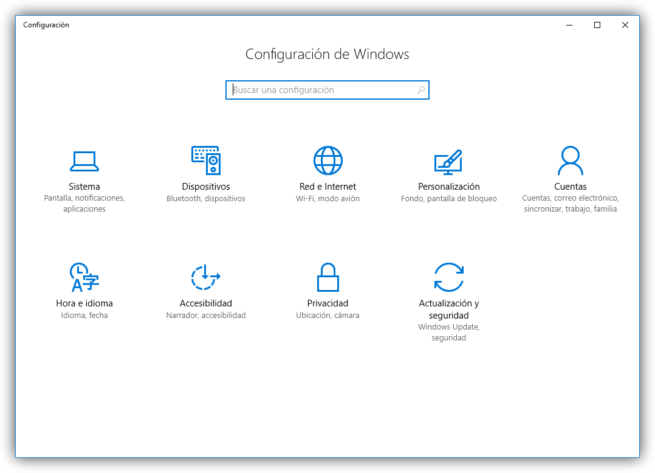 Nuevo menú configuración Windows 10 Anniversary Update