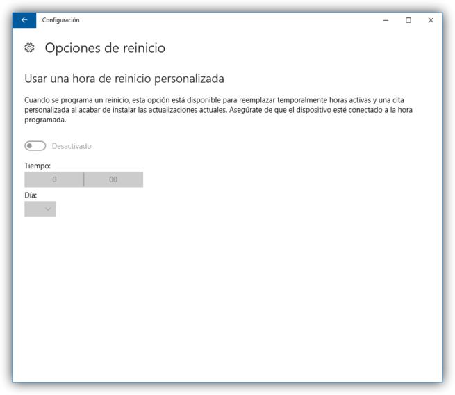 Reinicio programado en Windows 10 Anniversary Update