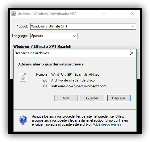 Universal Windows Downloader - Descarga