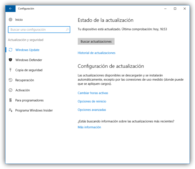 Windows Update en Windows 10 Anniversary Update