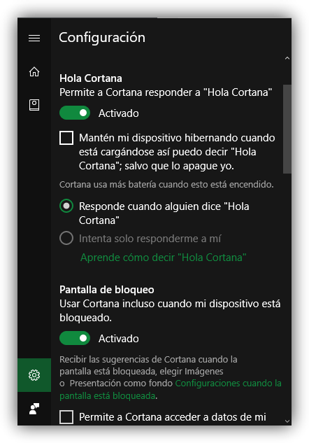Cortana Pantalla Bloqueo