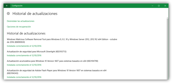 Actualización acumulativa KB3194798 para Windows 10