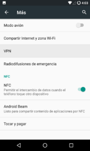 Opciones de VPN Android
