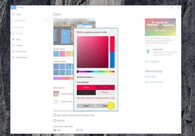 Personalizar color Windows 10 Creators Update