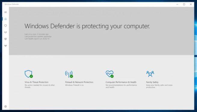 Windows Defender Windows 10 Creators Update
