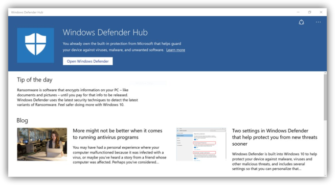 Windows Defender Hub