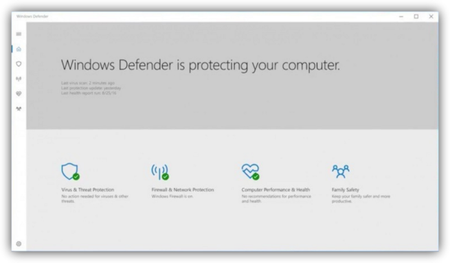 Windows Defender en Windows 10 Creators Update