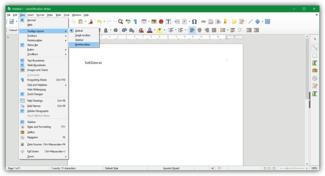 Activar la Notebookbar en LibreOffice 5.3