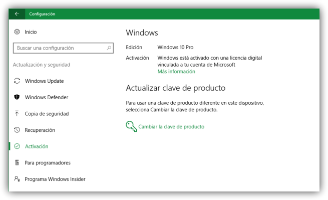 Actualizacion y seguridad - Activacion Windows 10