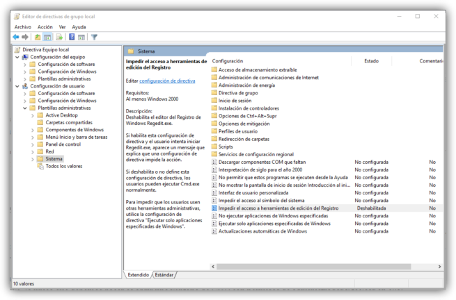 Bloquear acceso al registro de Windows mediante directivas
