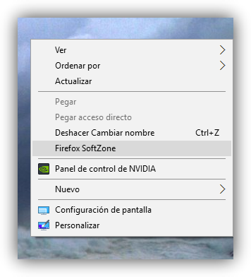 Menú contextual Windows con entrada personalizada