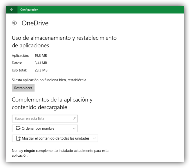 Restablecer valores de fabrica de OneDrive en Windows 10