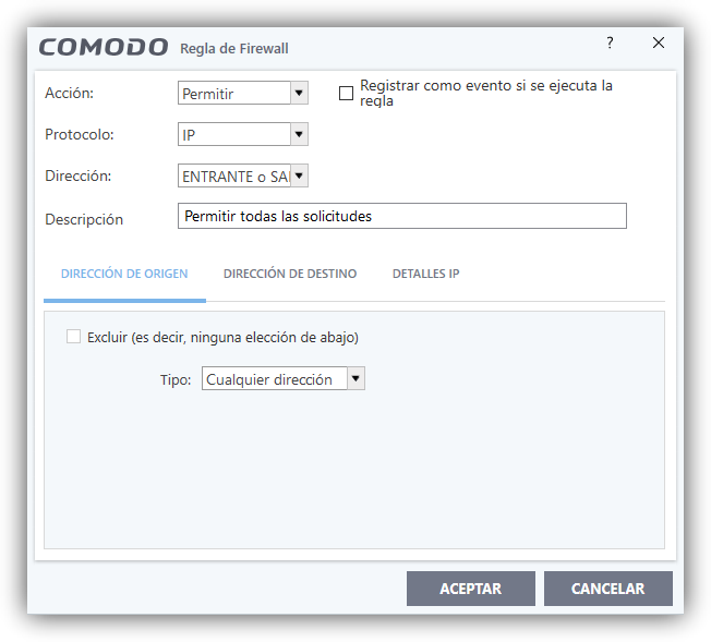 Comodo Firewall 10 - Configurar reglas