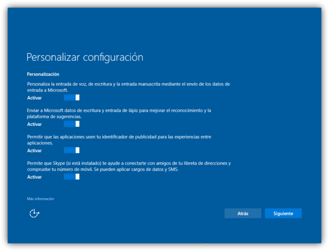 Personalizar instalacion Windows 10