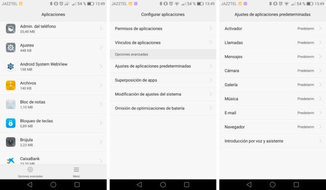 apps predefinidas en Android