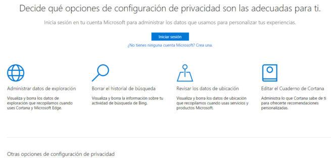 Privacidad con Microsoft