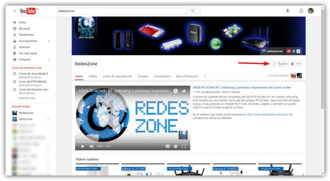 Canal de YouTube de RedesZone