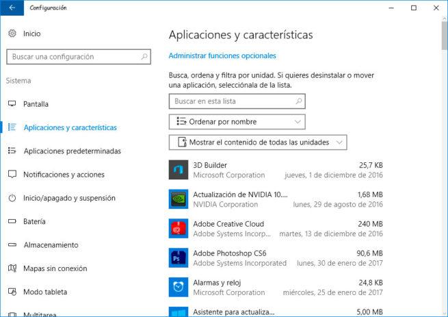 aplicaciones de Windows 10