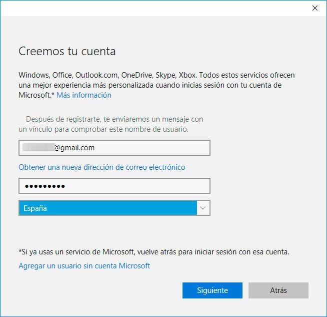 cuenta usuario Windows 10