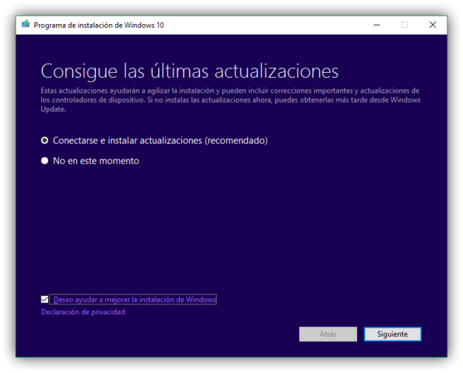 Actualizar Windows antes de instalar Creators Update RTM