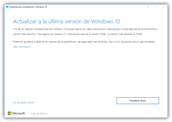 Asistente de actualización a Windows 10 Creators Update 1