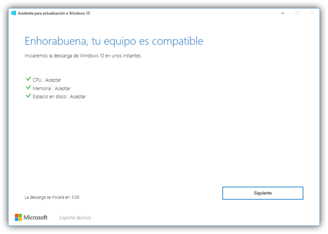 Asistente de actualización a Windows 10 Creators Update 2