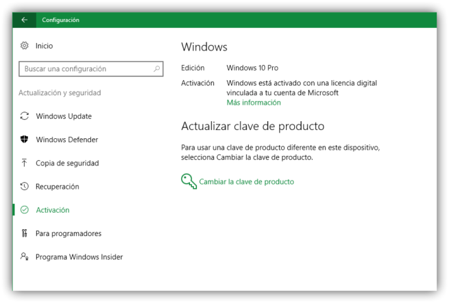 Comprobar estado licencia Windows 10