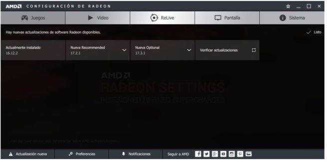 Versiones controlador AMD Radeon
