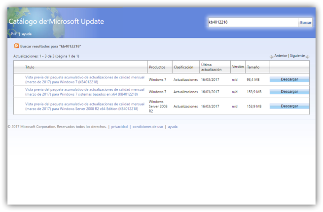 Windows Update kb4012218 Windows 7