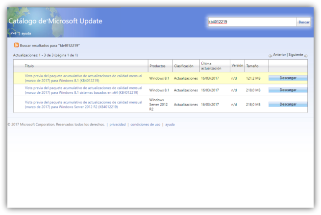 Windows Update kb4012219 Windows 8.1