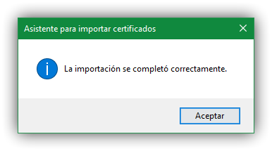Certificado digital instalado en Windows