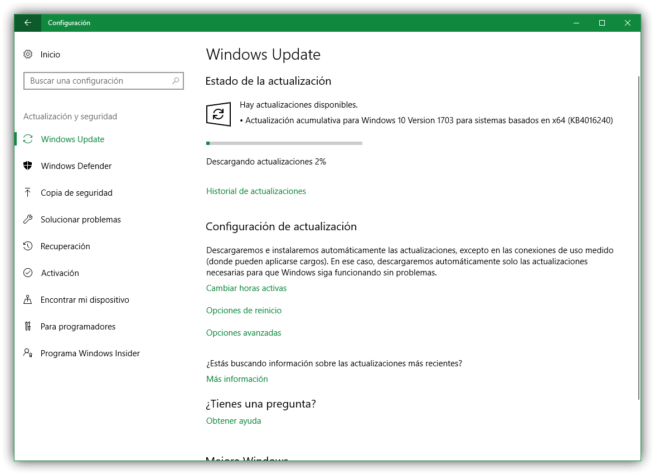 KB4016240 Actualizacion Acumulativa Windows 10 Creators Update