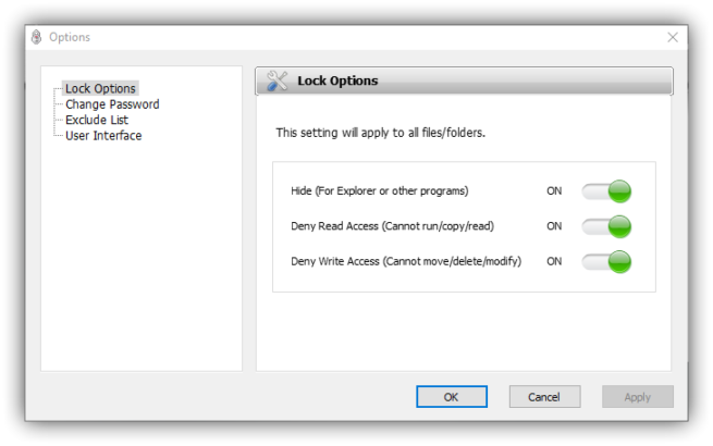 Opciones IObit Protected Folder 1