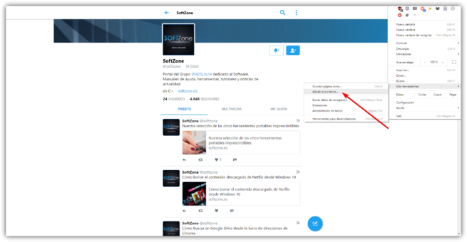 Twitter Lite en Windows - Anadir al escritorio