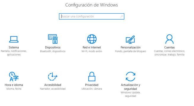 configuración Windows 10