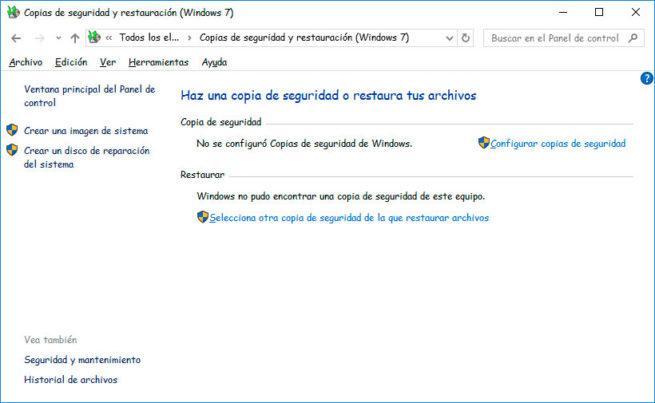 copia de seguridad de Windows 10