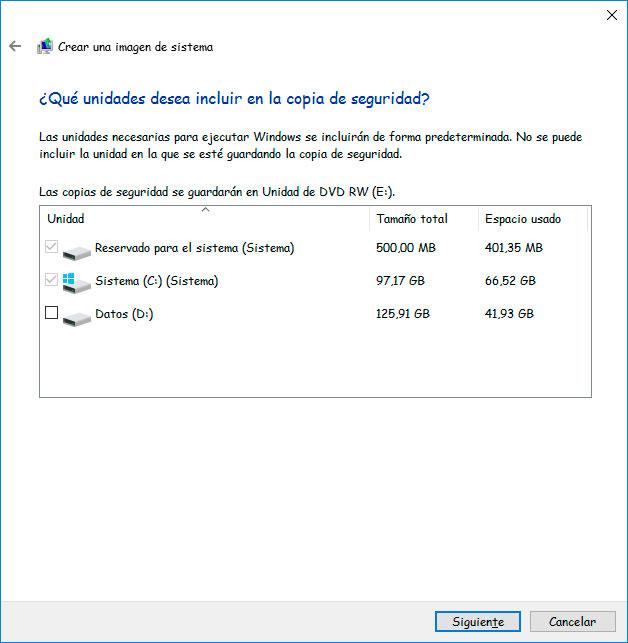 copia de seguridad de Windows 10