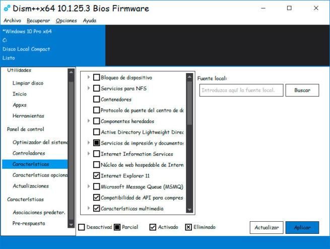 dism++ ajustes de Windows 10
