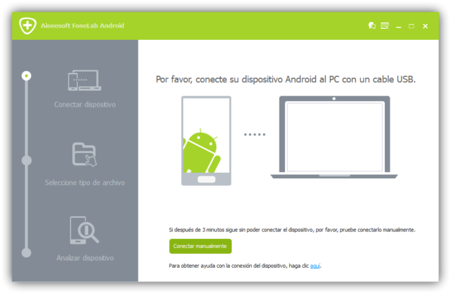 Aiseesoft FoneLab Android - Conectando telefono